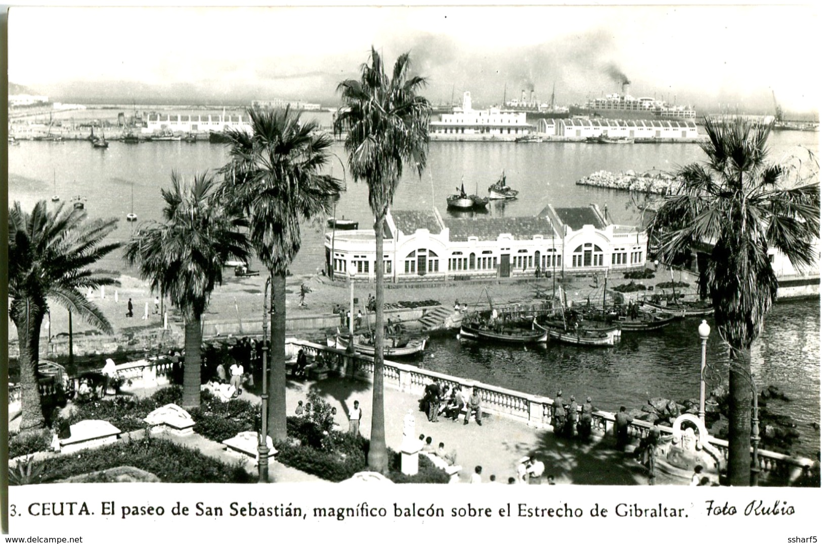 CEUTA  POSTAL FOTO Años 1950 Paseo De San Sebastian Estrecho De Gibraltar - Ceuta