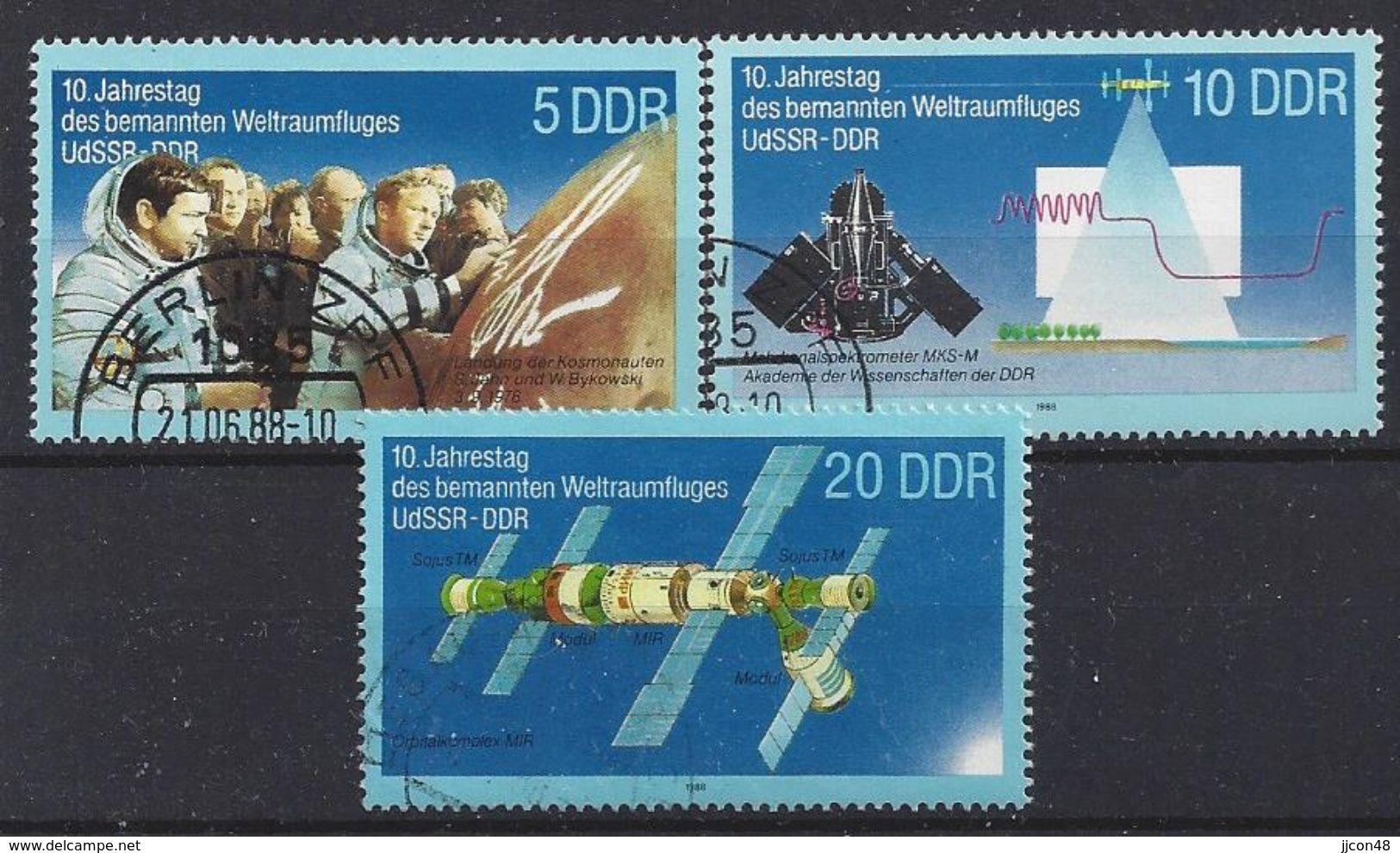 Germany (DDR) 1988  Weltraumfluges UdSSR-DDR (o) Mi.3170-3172 - Used Stamps