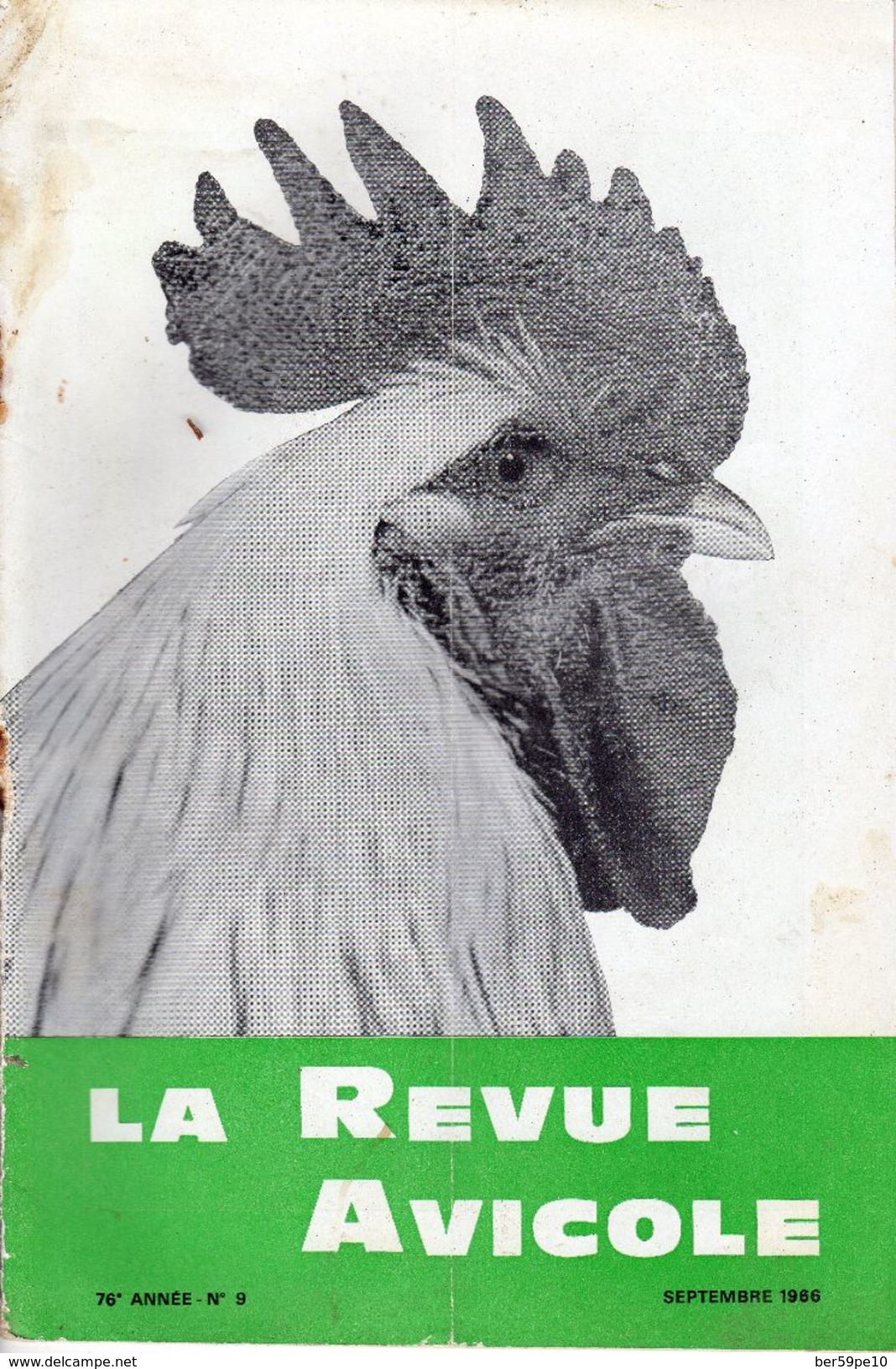 LA REVUE AVICOLE SEPTEMBRE 1966  No 9 - Animaux