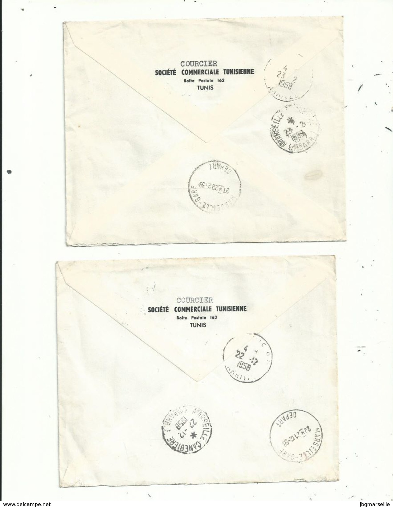 2 L "EXPRESS" De TUNIS Pour MARSEILLE....1958/1959...avec Timbres De TUNISIE Et De La République.TUNISIENNE............ - Tunisia (1956-...)