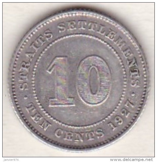 Straits Settlements , 10 Cents 1927 . George V.  En Argent. KM# 29b - Malasia
