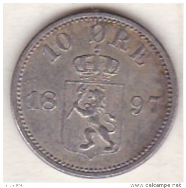 Sweden 10 Öre 1897 . Oscar II. Argent . KM# 755 - Suède