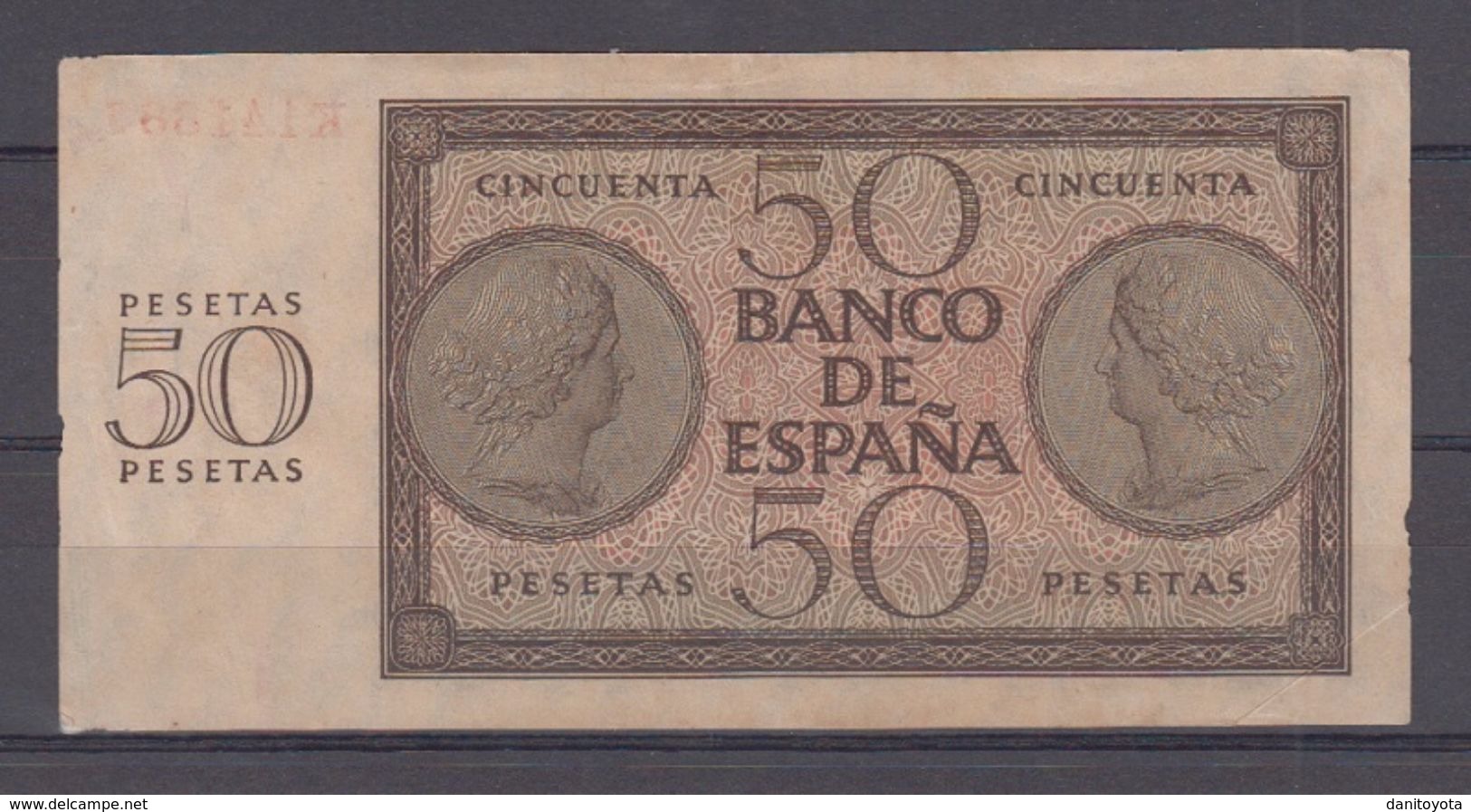 EDIFIL 420a.   50 PTAS 21 DE NOVIEMBRE DE 1936 SERIE K. CONSERVACIÓN MBC - 50 Peseten