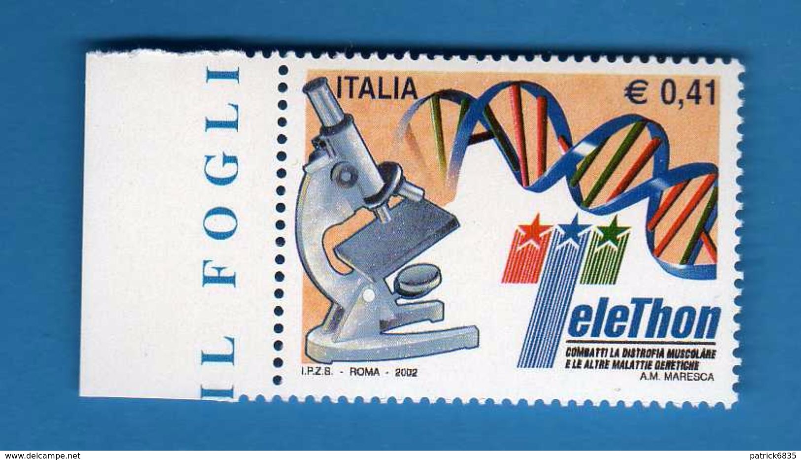 Italia ** - Anno 2002 - TeleThon 2002 . Unif. 2698.    Vedi Descrizione. - 2001-10:  Nuovi