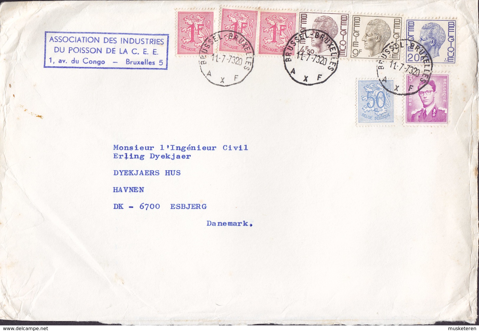 Belgium A.I.P.C.E.E., BRUSSEL-BRUXELLES 1973 Cover Lettre ESBJERG Denmark (2 Scans) - Briefe U. Dokumente