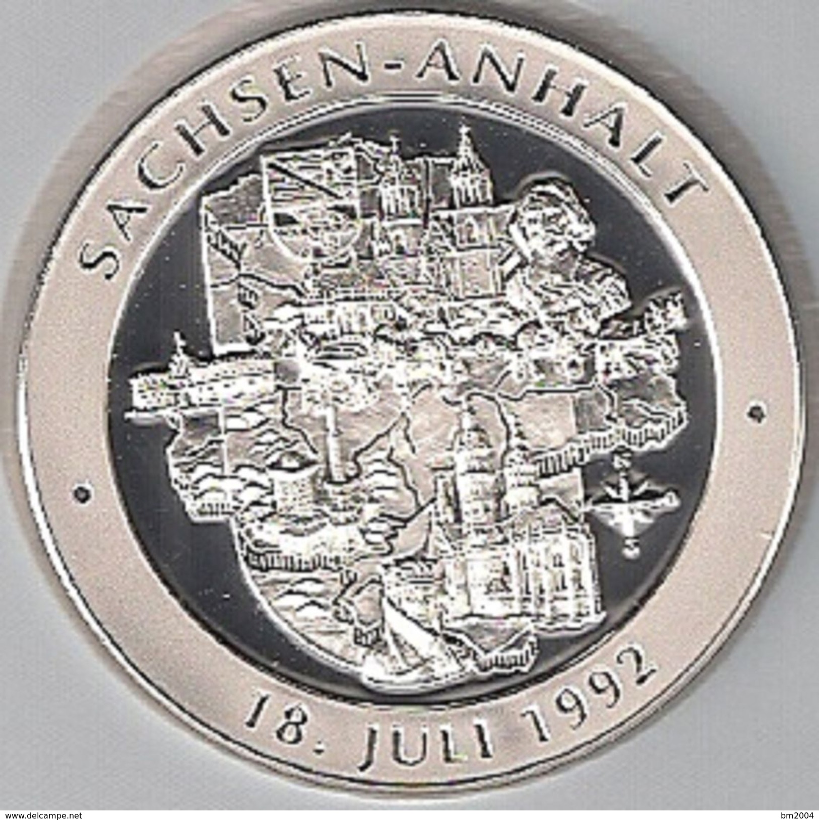 999/1000 Silber Medaille " Sachsen-Anhalt   " PP   36 Mm DMR Rohgewicht : 14 G Prägung : Hochrelief - Pièces écrasées (Elongated Coins)