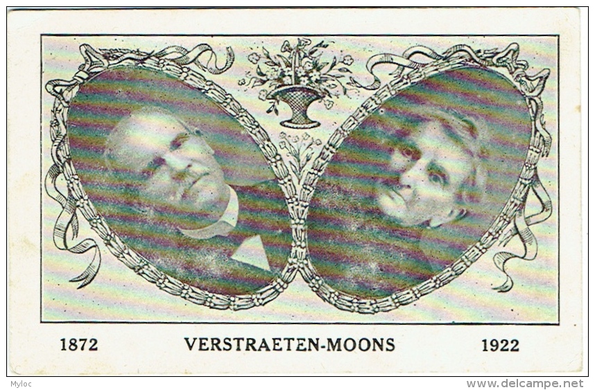 Faire-Part, Carte Postale. Couple. Verstraeten-Moons. 1872/1922. Post-Mortem. - Genealogy