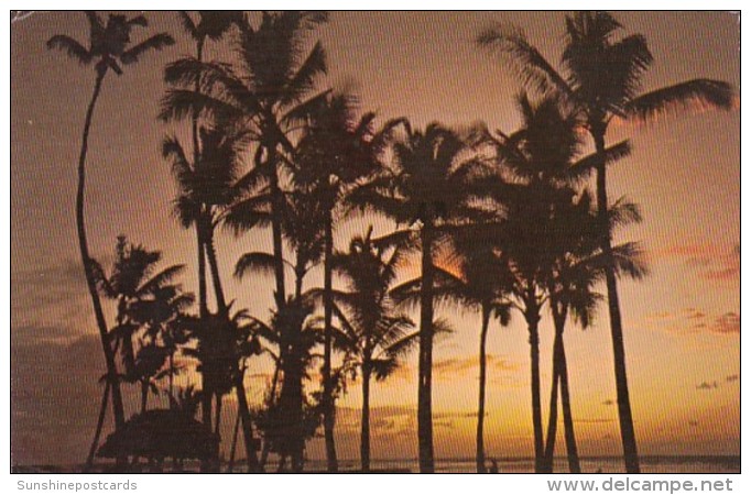 Hawaii Sunset Over At Waikiki Beach 1977 - Oahu