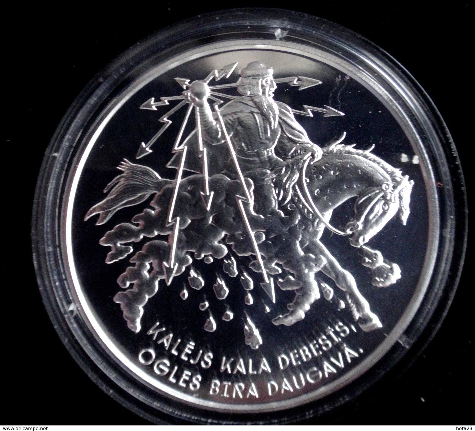 LATVIA  LETTLAND 5 Euro Silver Coin 2017 Folk Song Horseman ,rider, Horseshoe Brooch Proof - Letonia