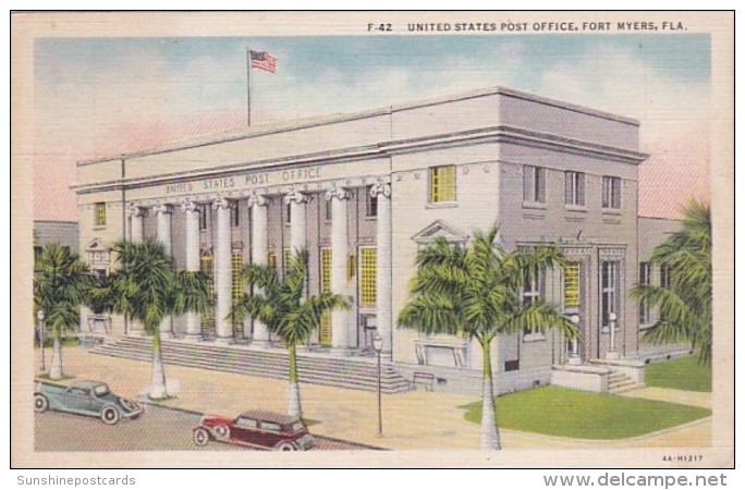 Florida Fort Myers Post Office 1939 Curteich - Fort Myers