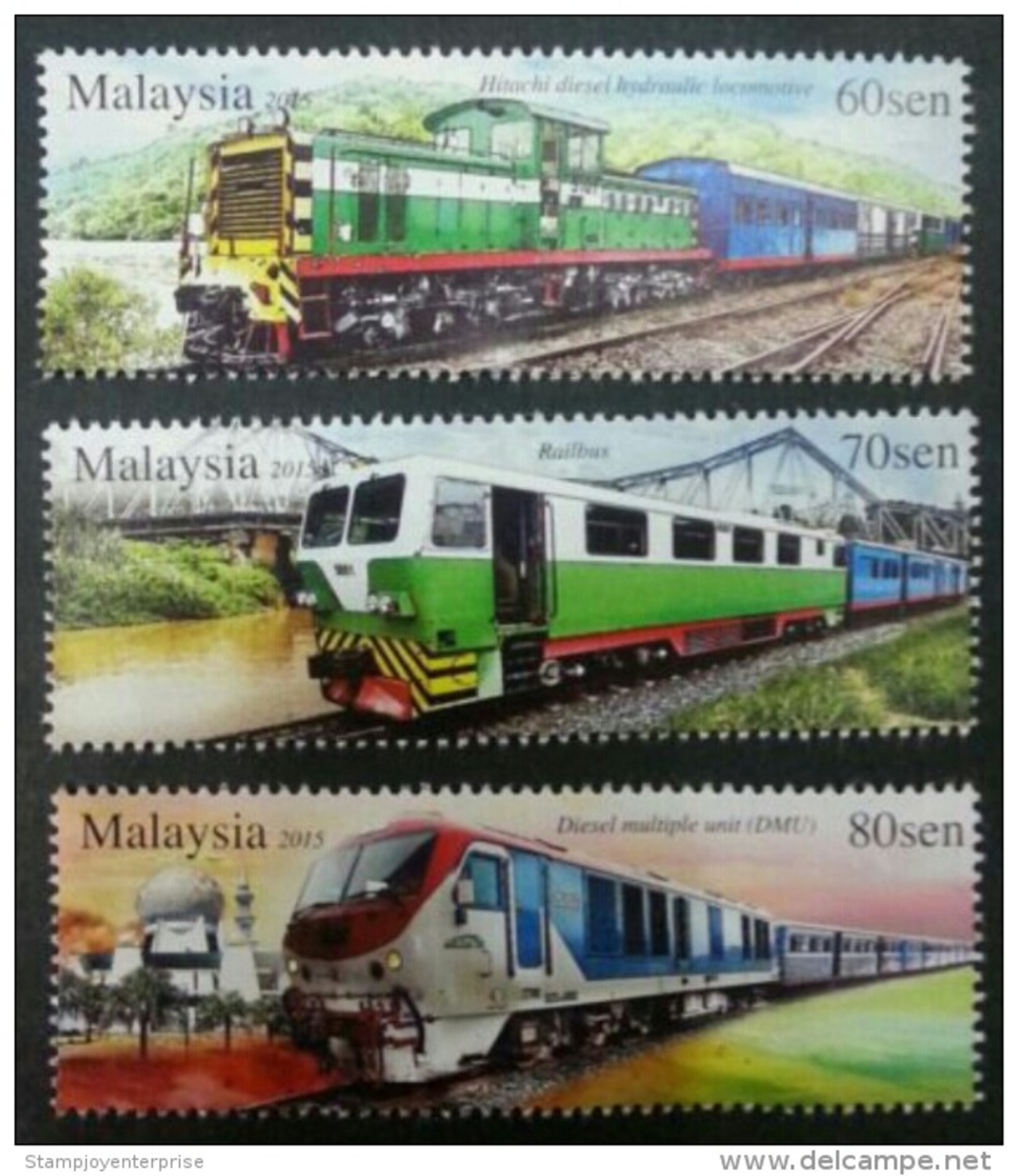 Malaysia Public Transport Trains In Sabah 2015 Locomotive Railway Train Transport Vehicle (stamp) MNH - Malaysia (1964-...)