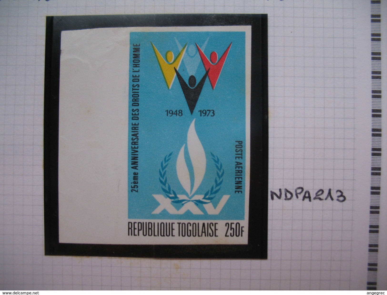 Timbre Non Dentelé   N° PA 213  25 ème Anniversaire De La Déclaration Universelle Des Droits De L'Homme  1973 - Togo (1960-...)