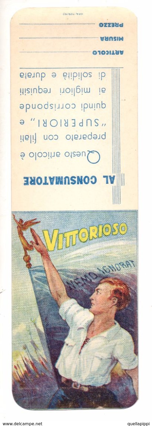 06863 "VITTORIOSO"  ETICHETTA ORIGINALE PER FILATI/TESSUTI - ORIGINAL LABEL FOR THREADS - Adesivi