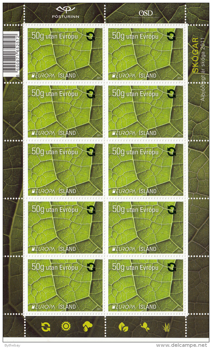 Iceland 2011 MNH Minisheet Of 10 Trees EUROPA - Blokken & Velletjes