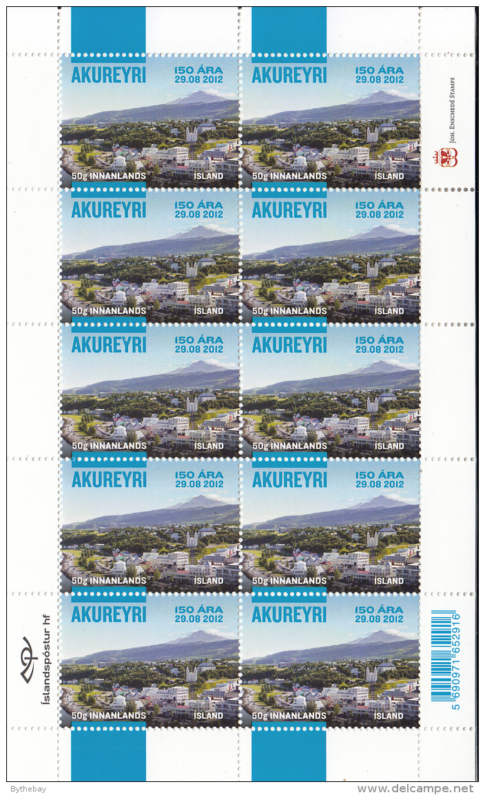 Iceland 2012 MNH Minisheet Of 10 Akureyri 150 Years - No Dot After '08' - Blocs-feuillets