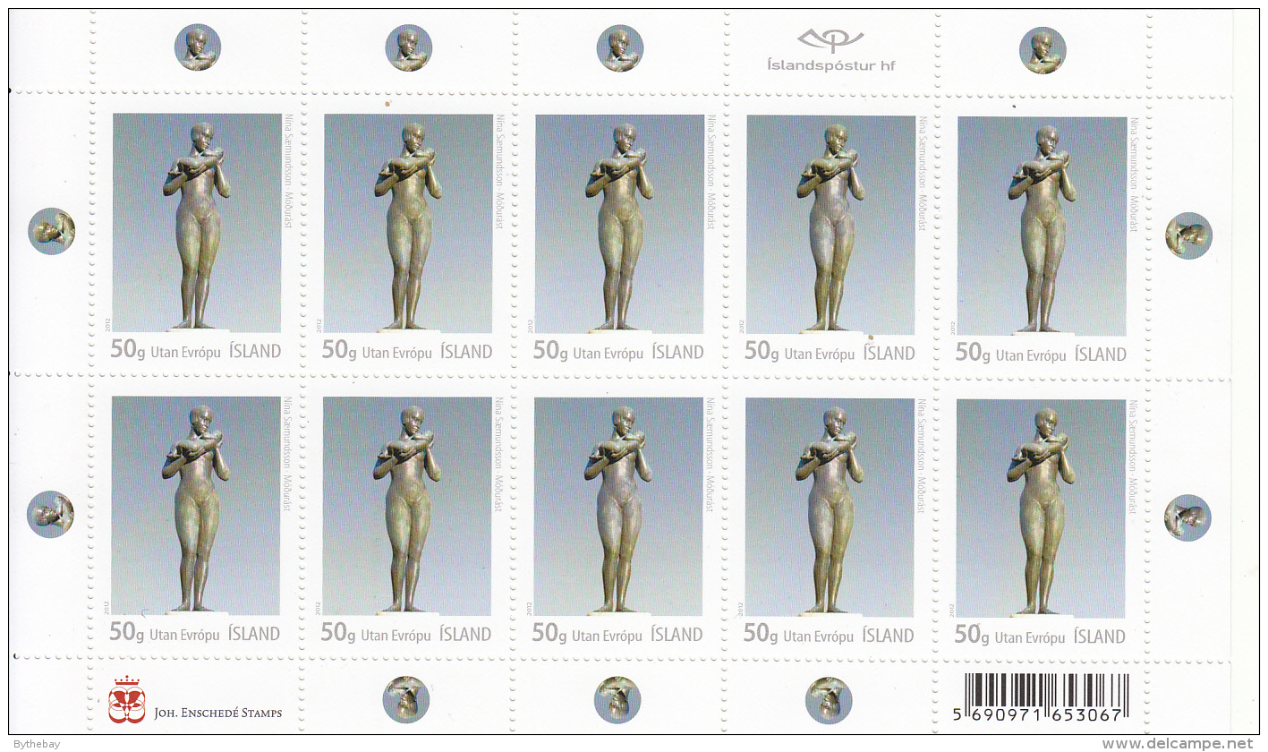 Iceland 2012 MNH Minisheet Of 10 Statue Nina Saemundsson - Visual Arts III - Blokken & Velletjes