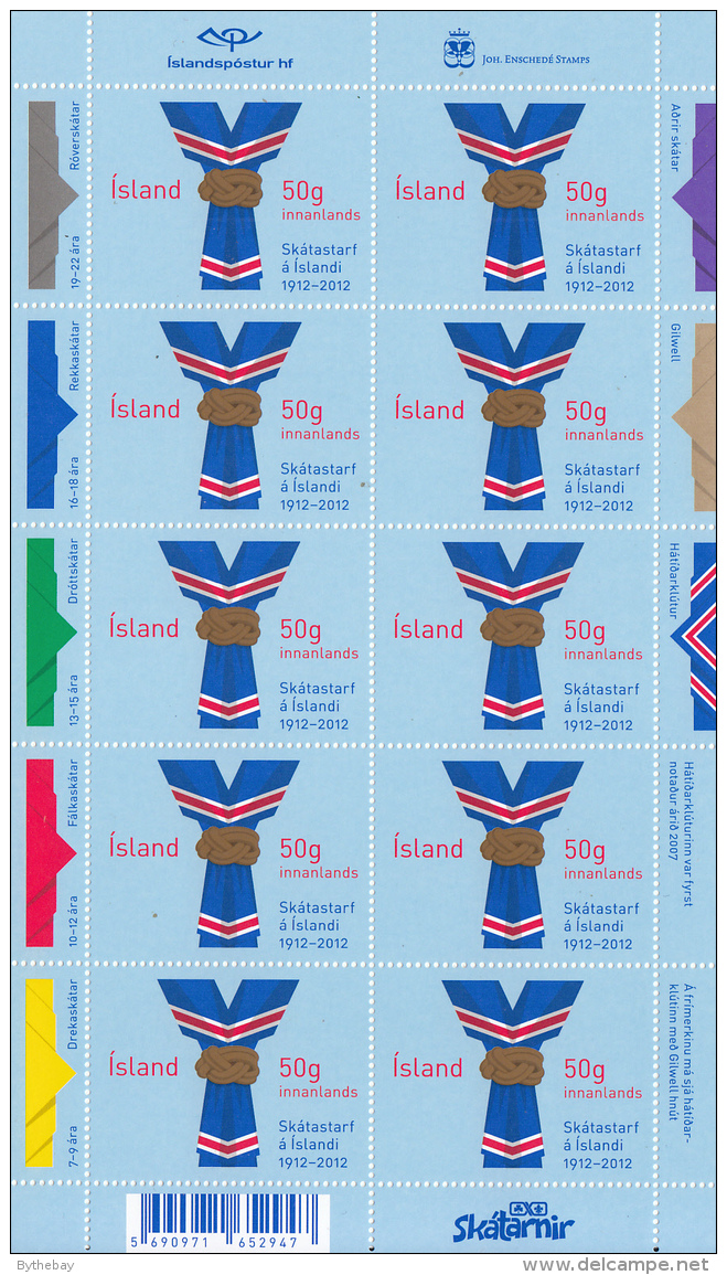 Iceland 2012 MNH Minisheet Of 10 Scouting In Iceland 100 Years - Blocs-feuillets