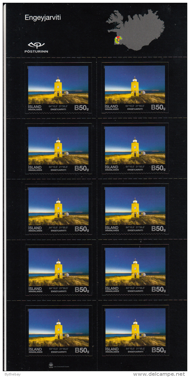 Iceland 2012 MNH Minisheet Of 10 Engeyjarviti - Lighthouses - Blokken & Velletjes
