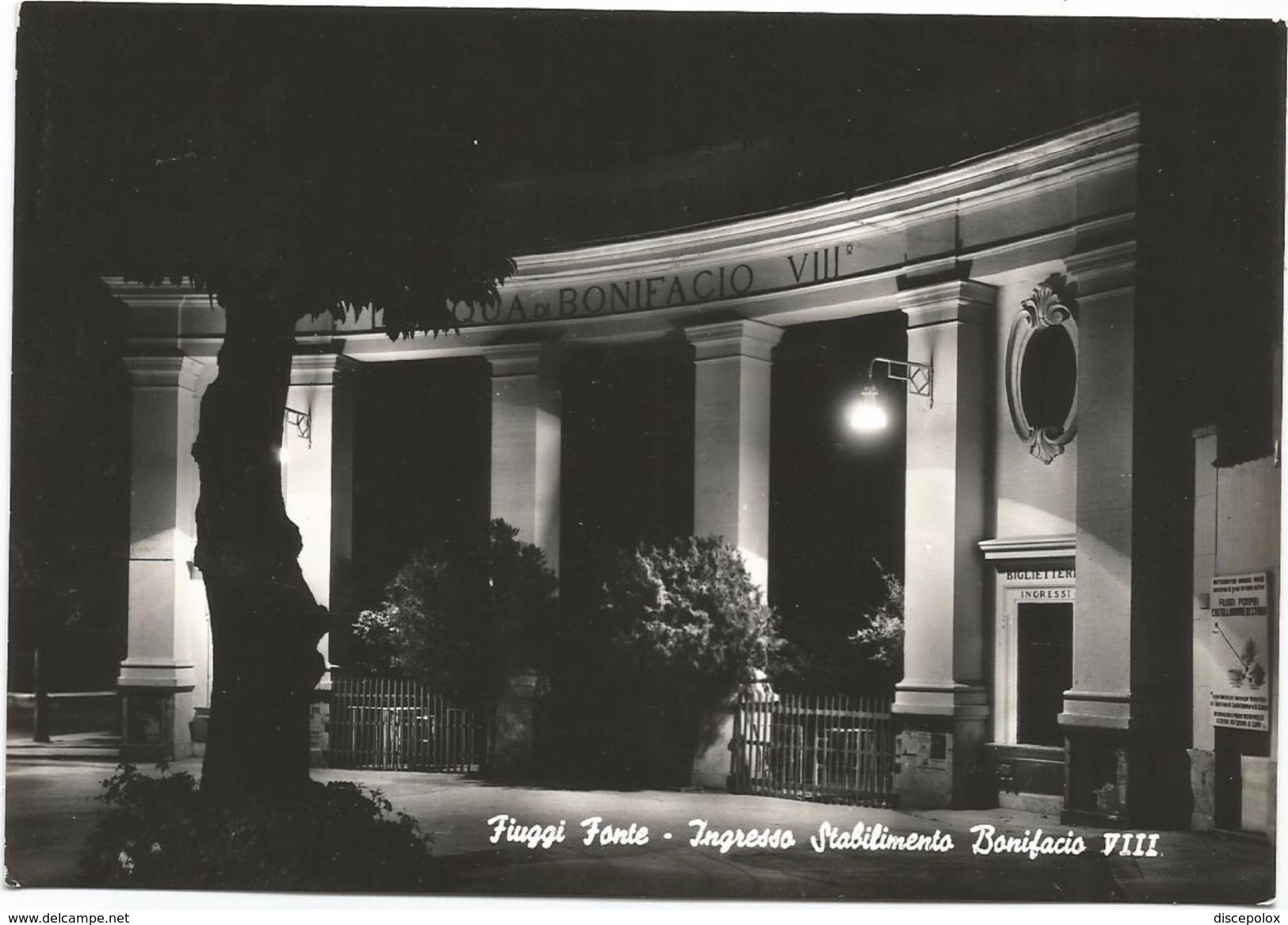 X603 Fiuggi Fonte (Frosinone) - Ingresso Stabilimento Bonifacio VIII - Notturno Nuit Night Nacht Noche / Viaggiata 1961 - Altri & Non Classificati