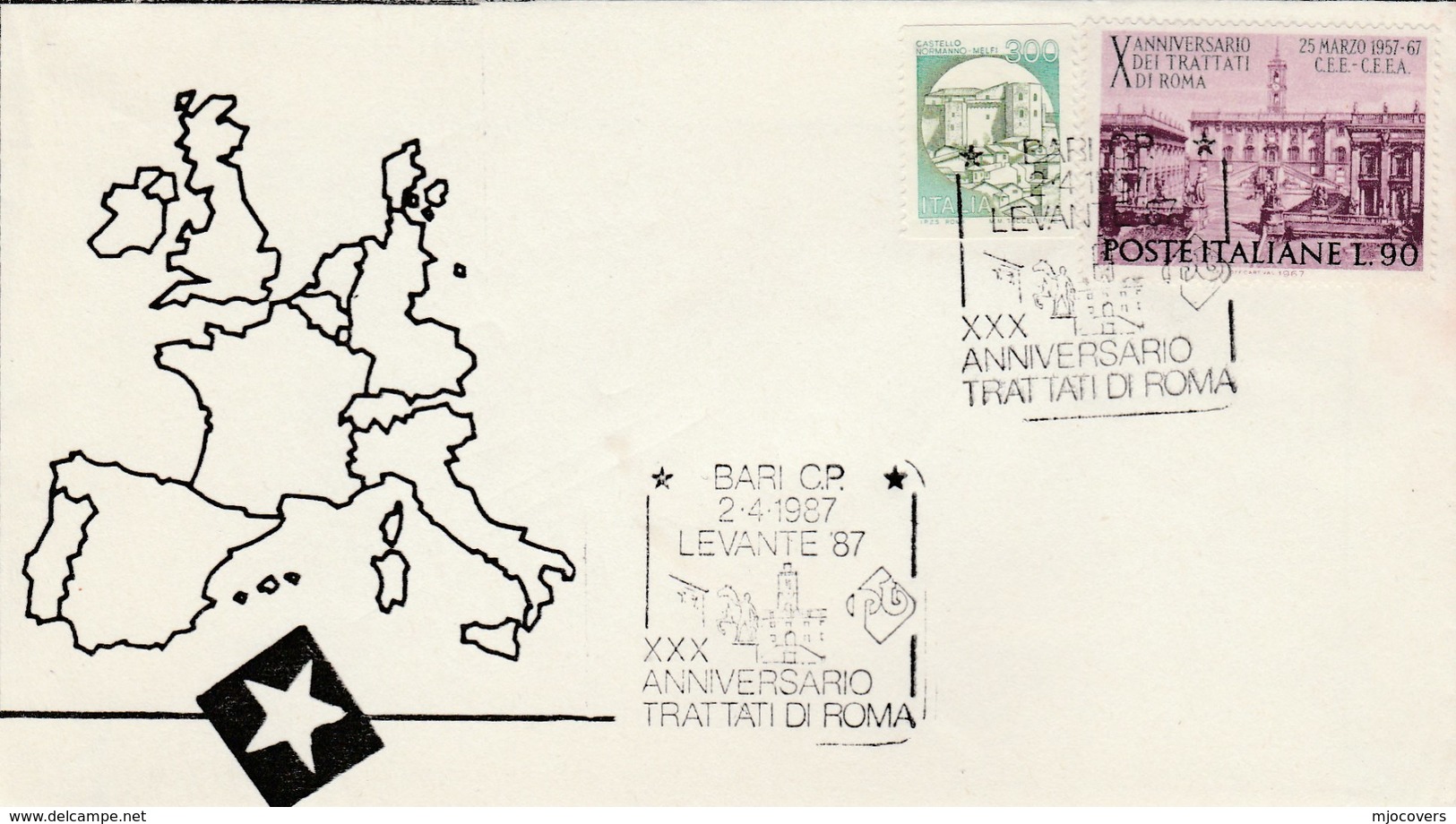 1987 Bari  ITALY EVENT COVER TREATY OF ROME 30th ANNIV European Community Stamps - 1981-90: Marcophilia