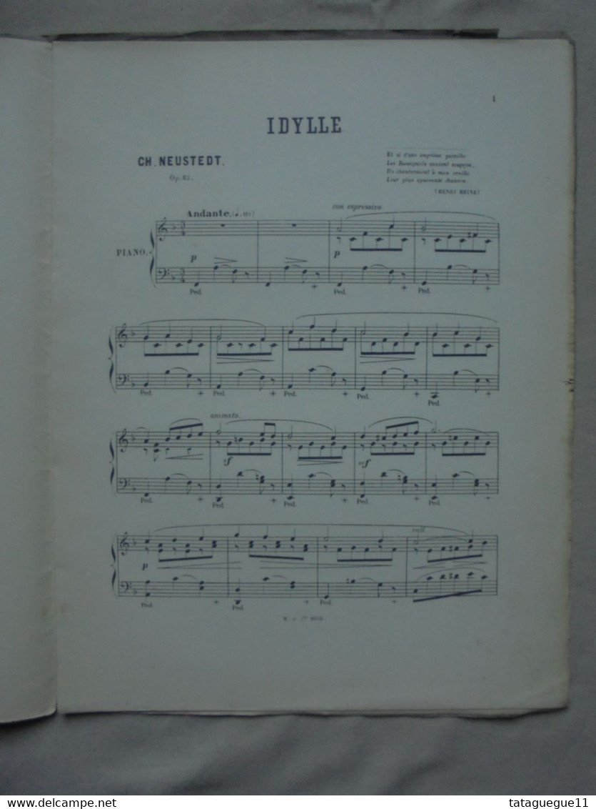 Ancien - Partition IDYLLE Pour Piano Par Ch. Neustedt Op. 22 - Instruments à Clavier