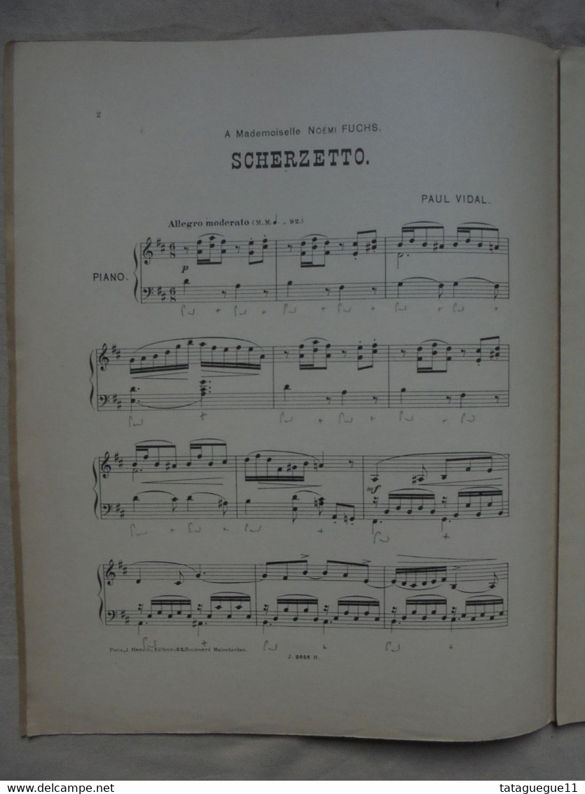 Ancien - Partition SCHERZETTO Pour Piano Par Paul Vidal - Instruments à Clavier