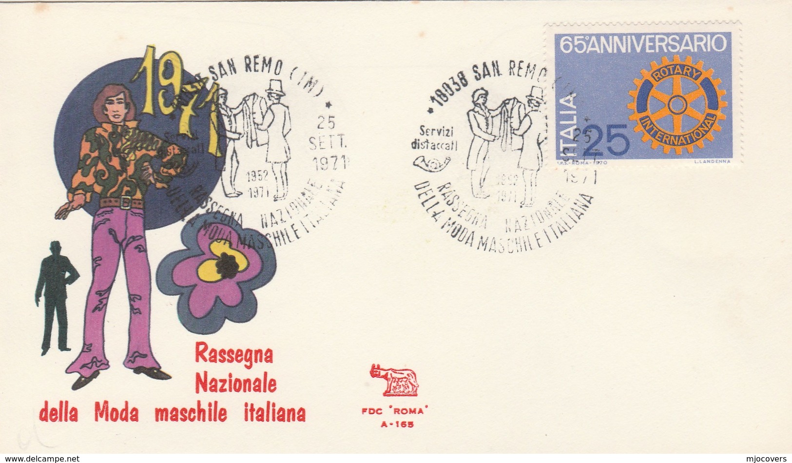 1971 San Remo  ITALIAN MENS FASHION REVIEW EVENT COVER Clothes Stamps Rotary International Club - 1981-90: Marcophilia