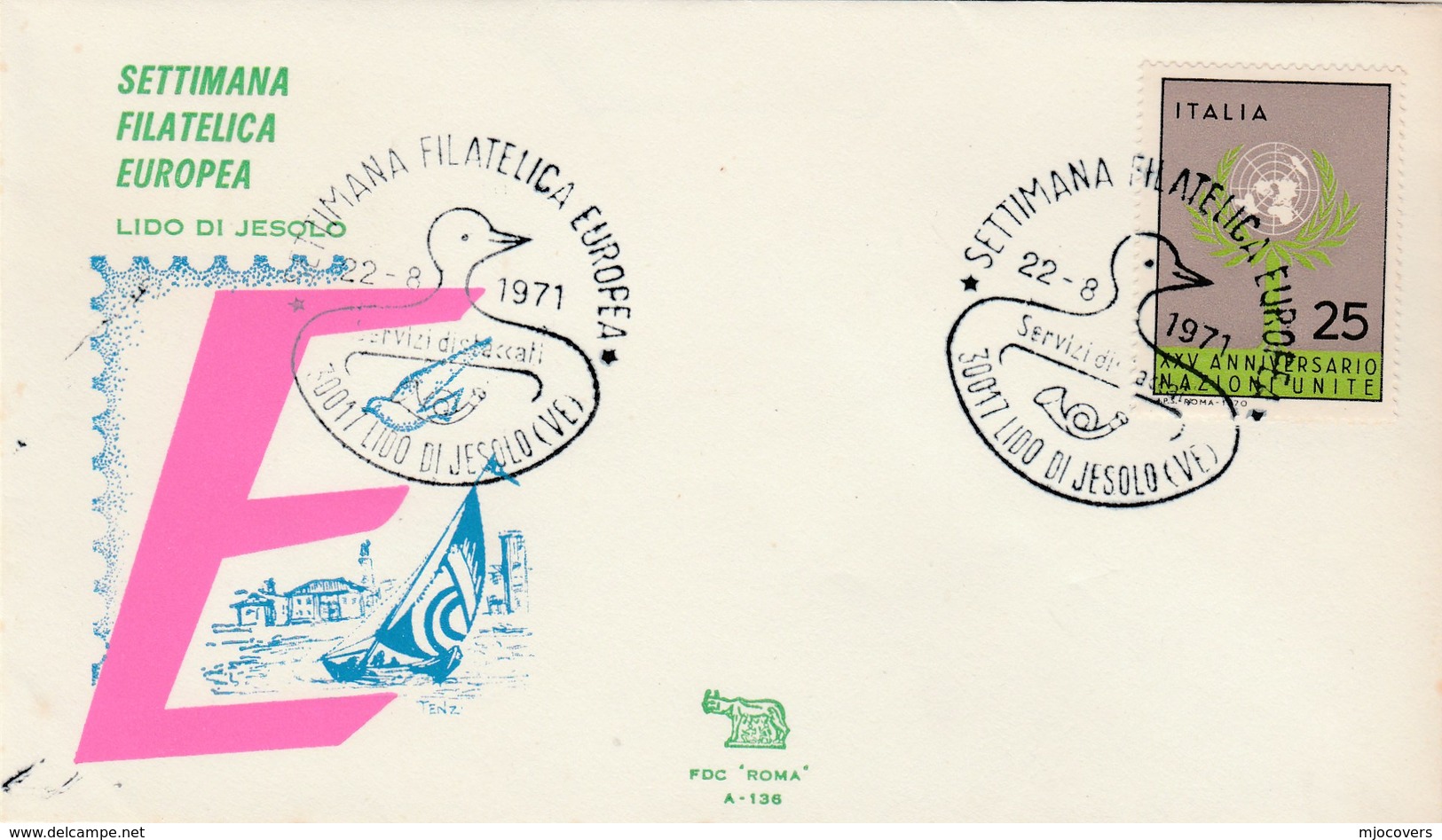 1971 Lido Di Jesolo EUROPA PHILATELY WEEK  EVENT COVER Italy Stamps Un United Nations - 1971