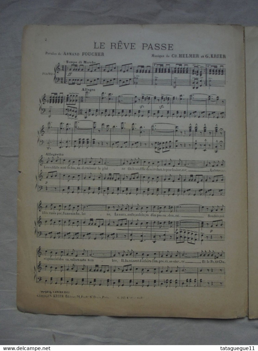 Ancien - Partition LE RÊVE PASSE Par Ch. Helmer & G. Krier 1918 - Keyboard Instruments