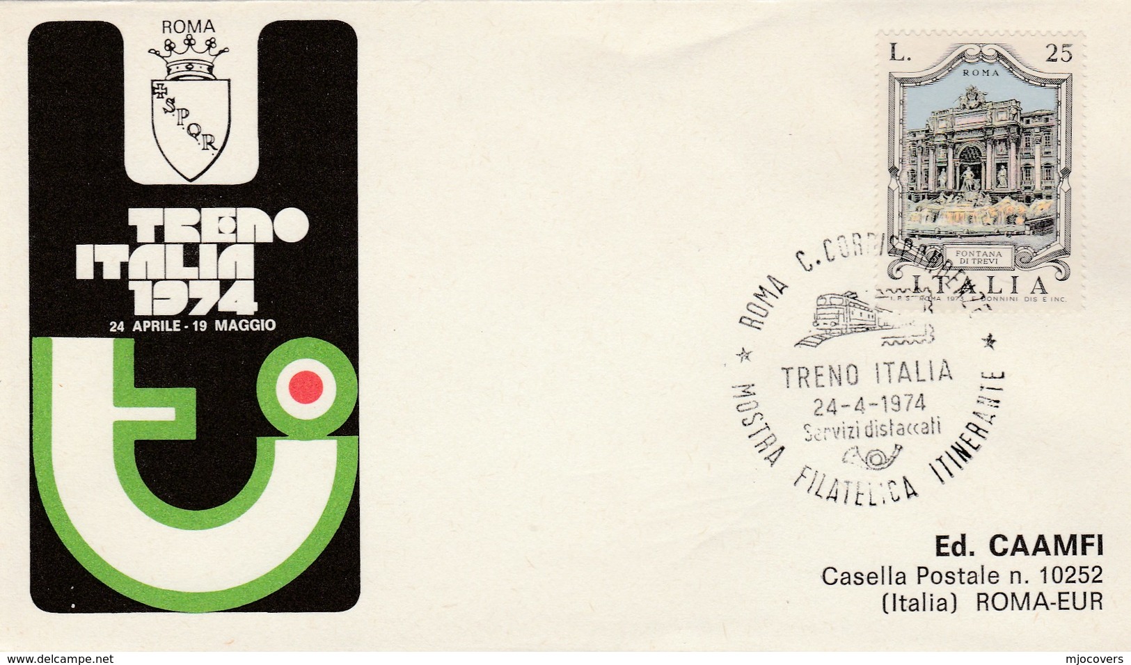 TRAIN - 1974 TRENO ITALIA Railway EVENT COVER Italy Stamps - Trains