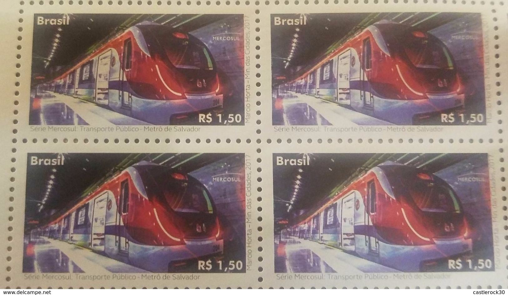 L) 2017 BRAZIL, PUBLIC TRANSPORT, TRAINS, SERIES MERCOSUR, MULTIPLE STAMPS, MNH - Neufs