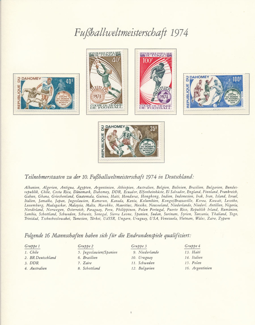 #1374 World Soccer Championships Of 1974 And 1978, COLLECTION IN THREE BOREK HINGELESS ALBUMS: 1973-78, About 400 Stamps - 1974 – West Germany