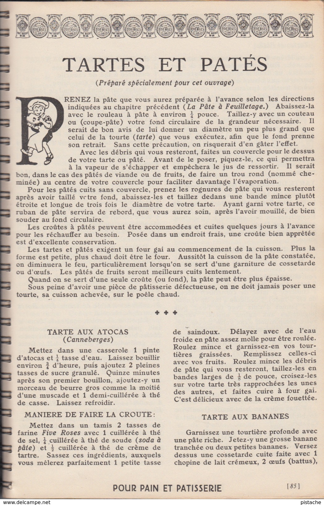 Vintage - La Cuisinière Five Roses - Livre Recettes En Français - Édition 1939 - 152 Pages - Reliure Boudins - État TB - Gastronomie