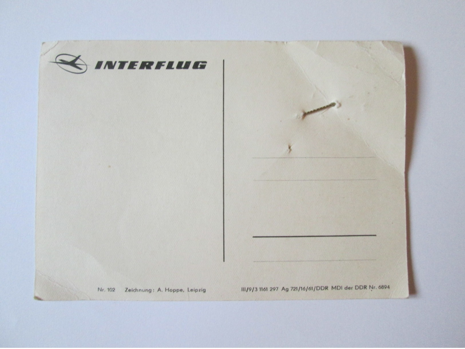 Interflug/Berlin-Prag-Wien-Berlin,DDR/Communist Germany Unused Postcard With Badge From The 70s - Aerodromes