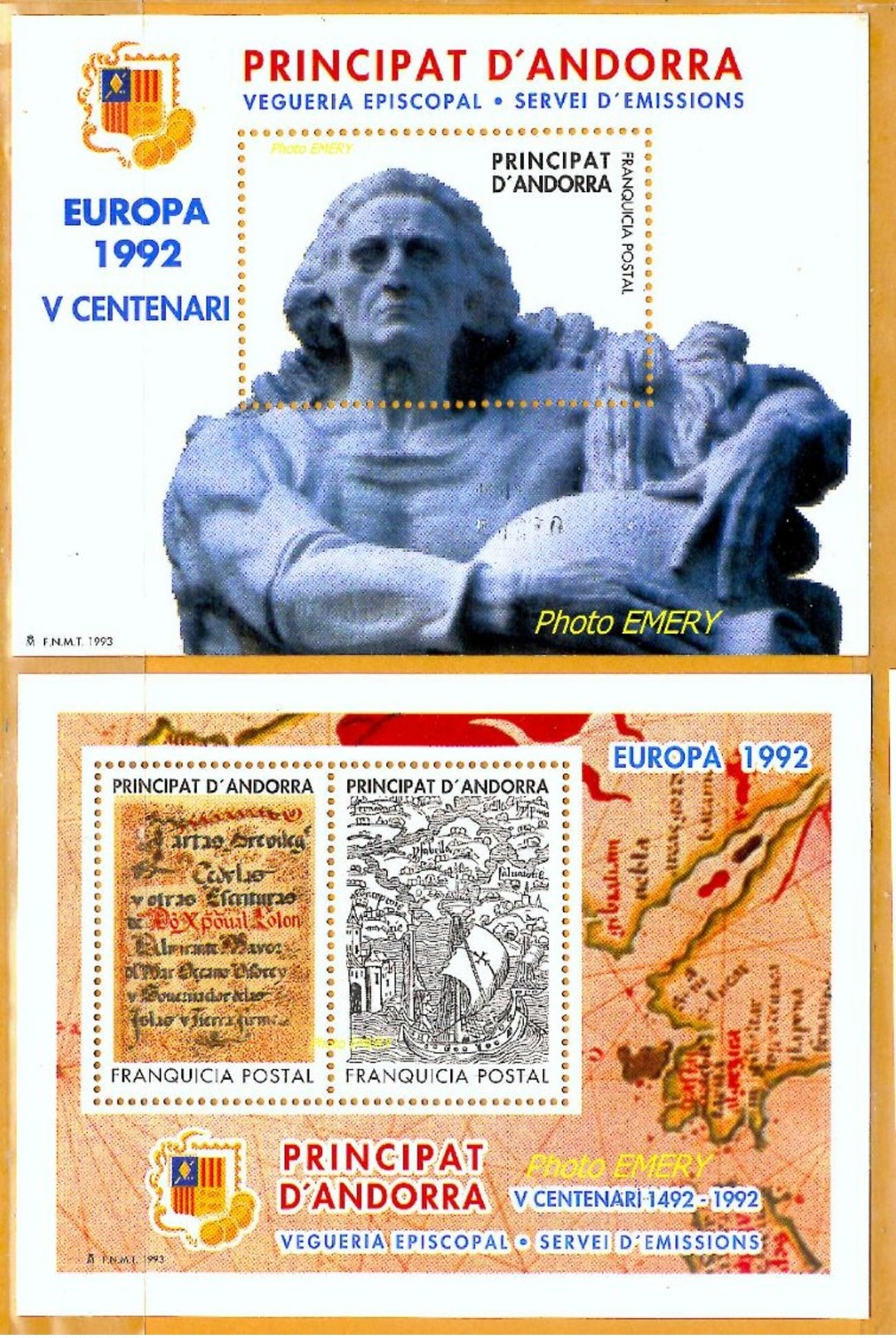 Andorra Viguerie Andorre**LUXE 1992 Bloc Feuillet 24 Et 25 La Paire, Europa - Episcopal Viguerie