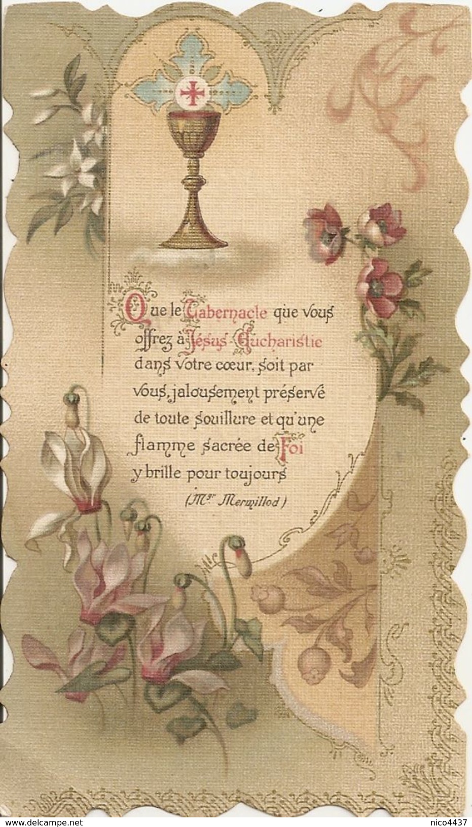 Image Pieuse Souvenir Premiere Communion Eglise St Pierre De Melle 9 Mai 1907 - Imágenes Religiosas