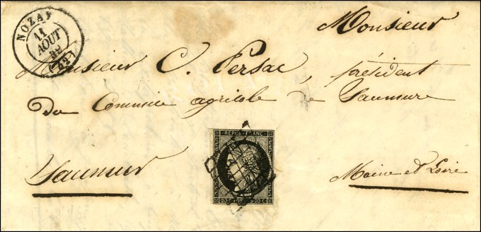 Grille / N° 3 Càd T 15 NOZAY Sur Lettre Avec Texte Daté De Grand Jouan. 1849. - SUP. - 1849-1850 Cérès