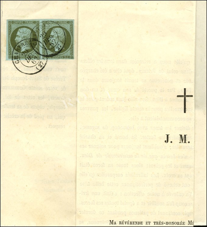 Càd CHARTRES (27) / N° 11 Paire Sur Imprimé Des Carmélites. 1862. - TB / SUP. - R. - 1853-1860 Napoléon III