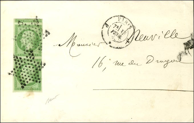 Etoile / N° 12 Paire Càd J PARIS J Sur Lettre Locale. 1863. - TB. - 1853-1860 Napoléon III.