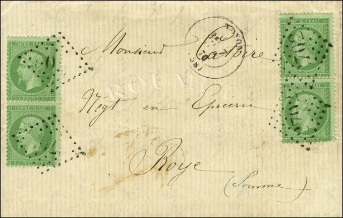 GC 2702 / N° 20 (2 Paires) Càd T 17 NOYON (58). 1870. - TB. - 1862 Napoleon III