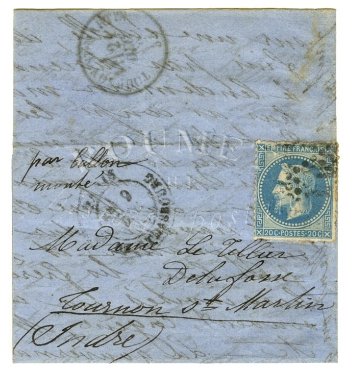 Etoile 14 / N° 29 Càd PARIS / R. DE STRASBOURG 9 DEC. 70 Sur Lettre Adressée à Tournon St Martin. Au Verso, Càd D'arrivé - War 1870
