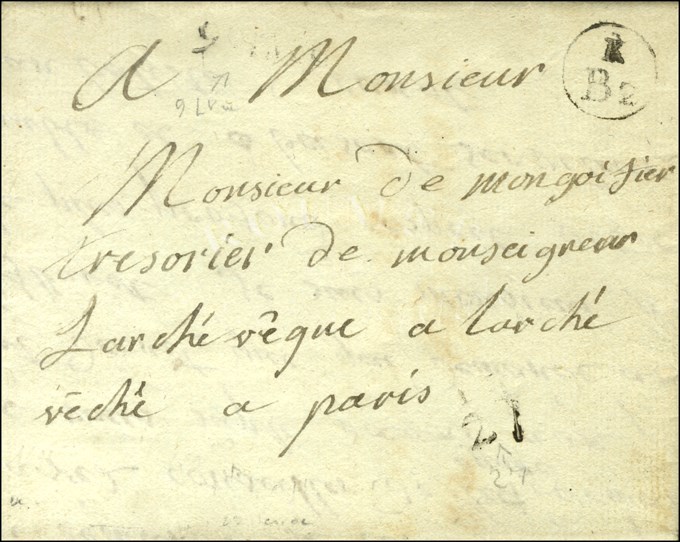 ' K / B2 ' Sur Lettre Avec Texte Daté De '' Carriere '' En Port Payé D'un Chef Lieu De Direction (L N° 31). 1782. - TB.  - Other & Unclassified