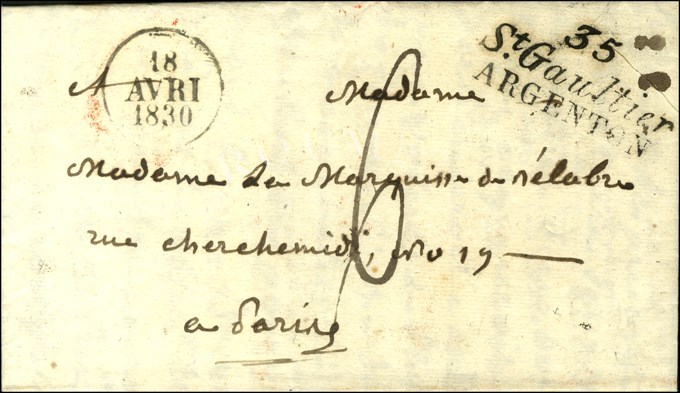 Cursive 35 / St Gaultier / ARGENTON, Dateur A. 1830. - SUP. - R. - 1801-1848: Précurseurs XIX