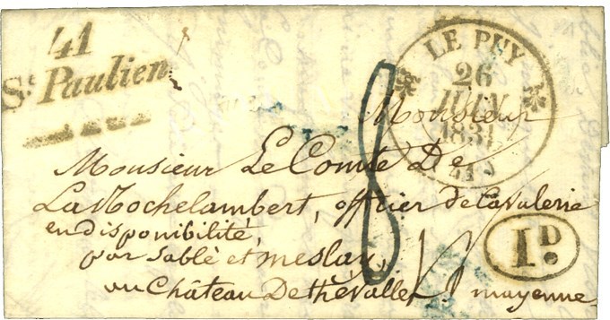 Cursive 41 / St Paulien. 1831. - SUP. - 1801-1848: Precursors XIX