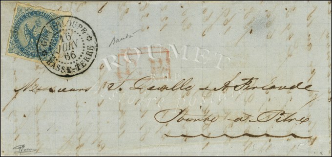 Càd GUADELOUPE / BASSE-TERRE / CG N° 4, P.P. Rouge Local Sur Lettre Pour Pointe à Pitre. 1866. - SUP. - R. - Maritime Post