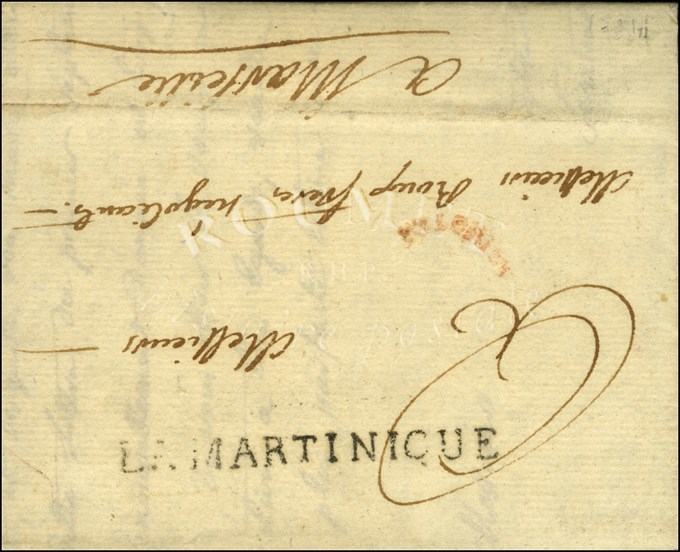 Lettre Avec Texte Daté '' Au Marigot De La Martinique Le 10 Janvier 1787 '' Pour Marseille, Au Recto MP De Départ LA MAR - Maritime Post