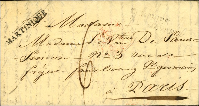 Lettre Avec Texte Daté '' St Pierre Le 28 Novembre (1815) '' Pour Paris, Au Recto Très Rare MP MARTINIQUE (Jamet N° 10)  - Maritime Post