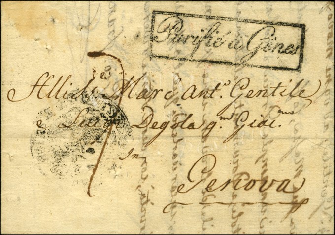 Lettre Avec Texte Daté '' Constantinople Le 10 Septembre 1813 '' Pour Gênes, Au Recto MP Encadrée ' Purifié à Gênes '. E - Schiffspost
