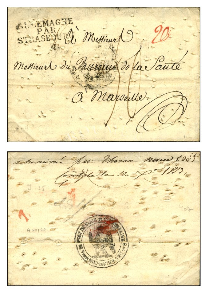 Lettre Avec Texte Daté '' Tripoli De Syrie Le 5 Novembre 1813 '' Pour Marseille, Au Verso Cachet Aigle COMMISSAIRE Gal D - Schiffspost