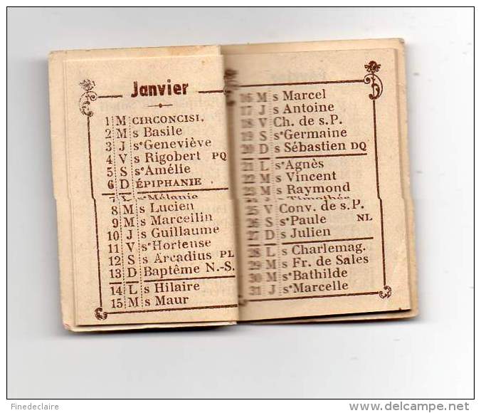 Petit Calendrier De Poche - Papeterie Sève, Paris - 1952 - Petit Format : 1941-60